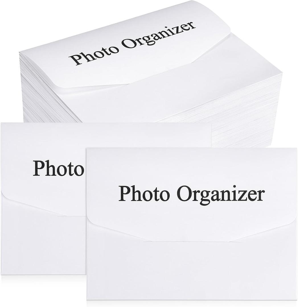 Skyygemm 100 Pcs Acid Free Photo Storage Envelopes White File Envelopes Photo Organizer for 4 x 6 Inch Card Postcard Invitation Wedding Baby Shower Storing Artwork Prints