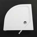 Conner Shower Base, 33"L x 33"W x 5"H, Conner Drain Single Threshold Shower Pan for Embedded/Surface Installation, Anti-slip Texture, Fan Shape (White)