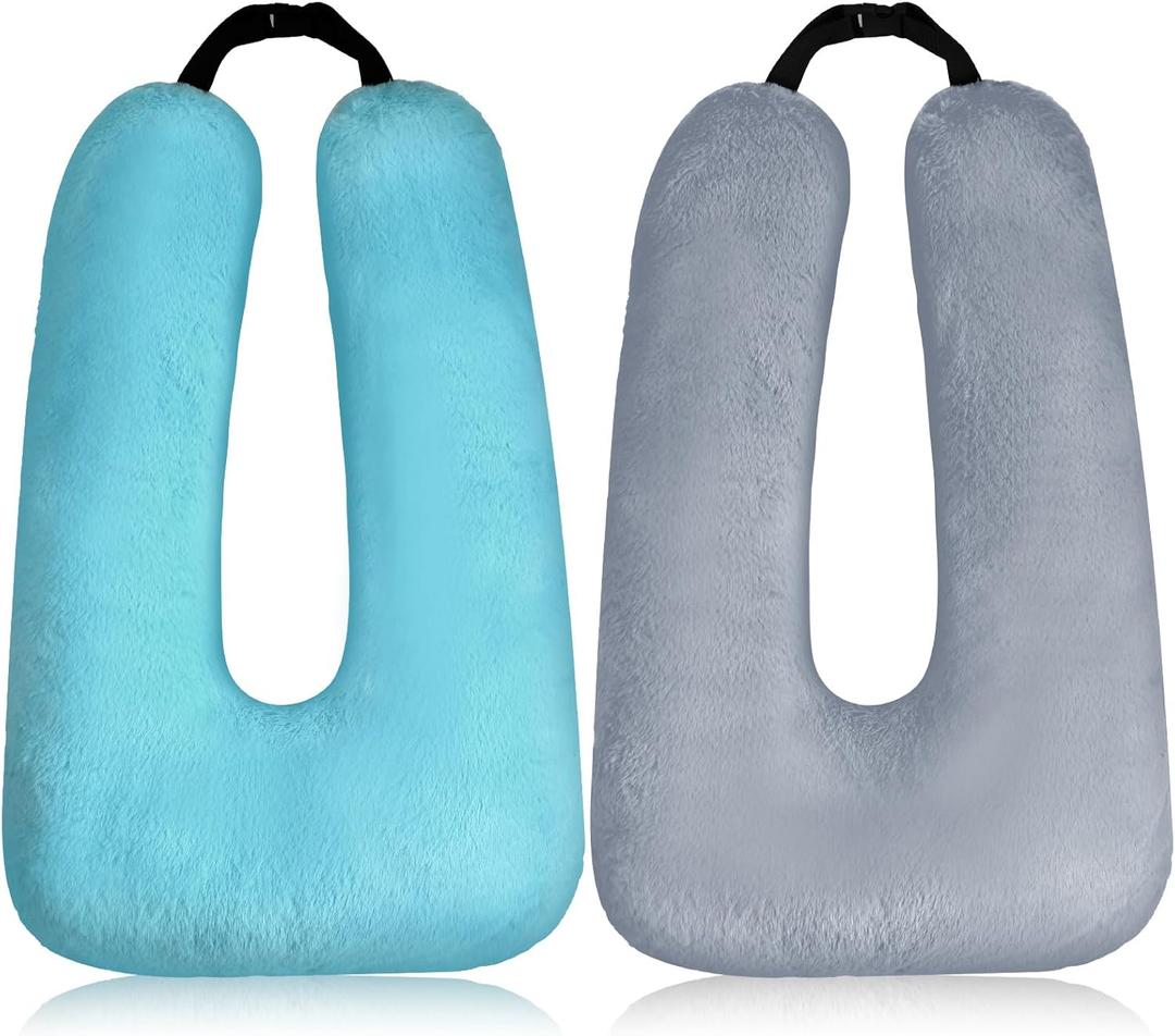 Barydat 2 Pcs Car Travel Pillow for the Back Seat 28 x 18 in Sleeping Reading Pillows for Long Distance Travel Car Cushion for Kids Adults Head and Body Support U Shaped Pad for Travel(Gray, Green)