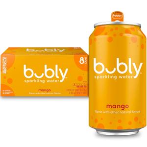 bubly Sparkling Water, Mango, Zero Sugar & Zero Calories, 12 Fl Oz Cans (Pack of 8) (EXP 08/10/26)
