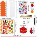 Winlyn 32 Sets Fall Crafts Kits DIY Fall Bookmarks Decorations Art Sets Maple Leaves Smile Face Owl Turkey Pumpkins Foam Stickers Arts and Crafts for Kids Thanksgiving Halloween Classroom Activities