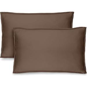 Bare Home Standard Pillow Sham Covers - Set of 2 - Premium 1800 Ultra-Soft Microfiber - Double Brushed - Stain & Fade Resistant - Bed Pillow Shams - Pillows Not Included (Set of 2, Cocoa)