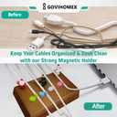 Magnetic Cord Holder Solid Wood Bigger Cable Organizer with 10pcs Magnet Clips for Charger Management on Desktop, Nightstand, or Side Table (Walnut)