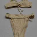 ZAFUL Women Bikini Sets Criss Cross Back Bathing Suit Knot Front Two Piece Swimwear Thong Cheeky Swimsuit Set, S