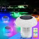 Demolike Chlorine Floater with Colorful Solar Lights, Remote Control Floating Pool Chlorine Dispenser