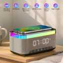 Alarm Clock with Wireless Charging, Alarm Clocks for Bedrooms, Bluetooth Alarm Clock, RGB Night Light - Multi-Functional Smart Alarm Clock for Adults & Teens Black
