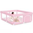 Large Baby Playpen 50"x50" Baby Girl Play Pen for Babies and Toddlers, Safe Structure and Soft, Skin-Friendly Fabric with Zipper Gates Pink
