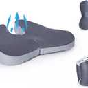 Small Travel Seat Cushion for Airplane, Portable Foldable Seat Cushion, Sciatica Pain Relief with Built-in Handles-Memory Foam Chair Cushions to Enhance Posture & Back Pain, for Car, Office, Gaming (Gray)