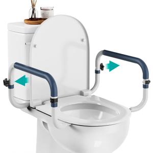 Toilet Safety Rails (250lb) - Adjustable Toilet Safety Rails, Toilet Bar for Elderly Adults, Toilets Rails for Seniors, Toilet Seat with Handles for Elderly & Disabled-Easy Installation-2 Pack