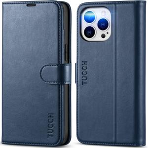TUCCH Case for iPhone 14 Pro Max Case Wallet, [TPU Shockproof Inner Shell], PU Leather [RFID Blocking] 4 Card Holder Magnetic Stand Protective Cover Compatible with iPhone 14 Pro Max 6.7", Dark Blue