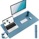YSAGi Non-Slip Leather Desk Pad L Size, Waterproof Laptop Computer Desk Keyboard Mat, Table Protector Blotter Mat, Large Mouse Pad for Office/Work/Home/Decor(Blue, 35.4" x 17")