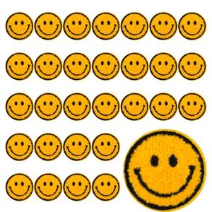 Zakrafo 10PCS Yellow Smiley Face Iron on Patches for Clothing Cute Iron on Patches for Clothing, Hats, and DIY Crafts
