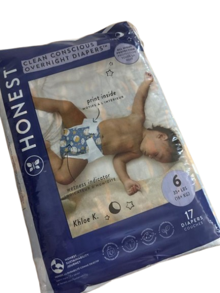 Honest, Overnight Diapers Sleepy Sheep Size 6, 25 Ounce, 17 Count