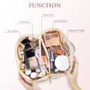 Makeup Bag Travel Toiletry Bag, Personalized Initial Pink Makeup Bag, Gift for Women Gils, Large Capacity Leather Cosmetic Bags, Waterproof Open Flat Organizer for Christmas, Halloween & Thanksgiving