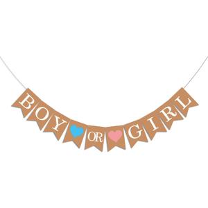 Boy or Girl Banner – He or She Baby Gender Sign for Party Decorations, Neutral Gender Reveal Decor for Baby Shower or Pregnancy Announcement