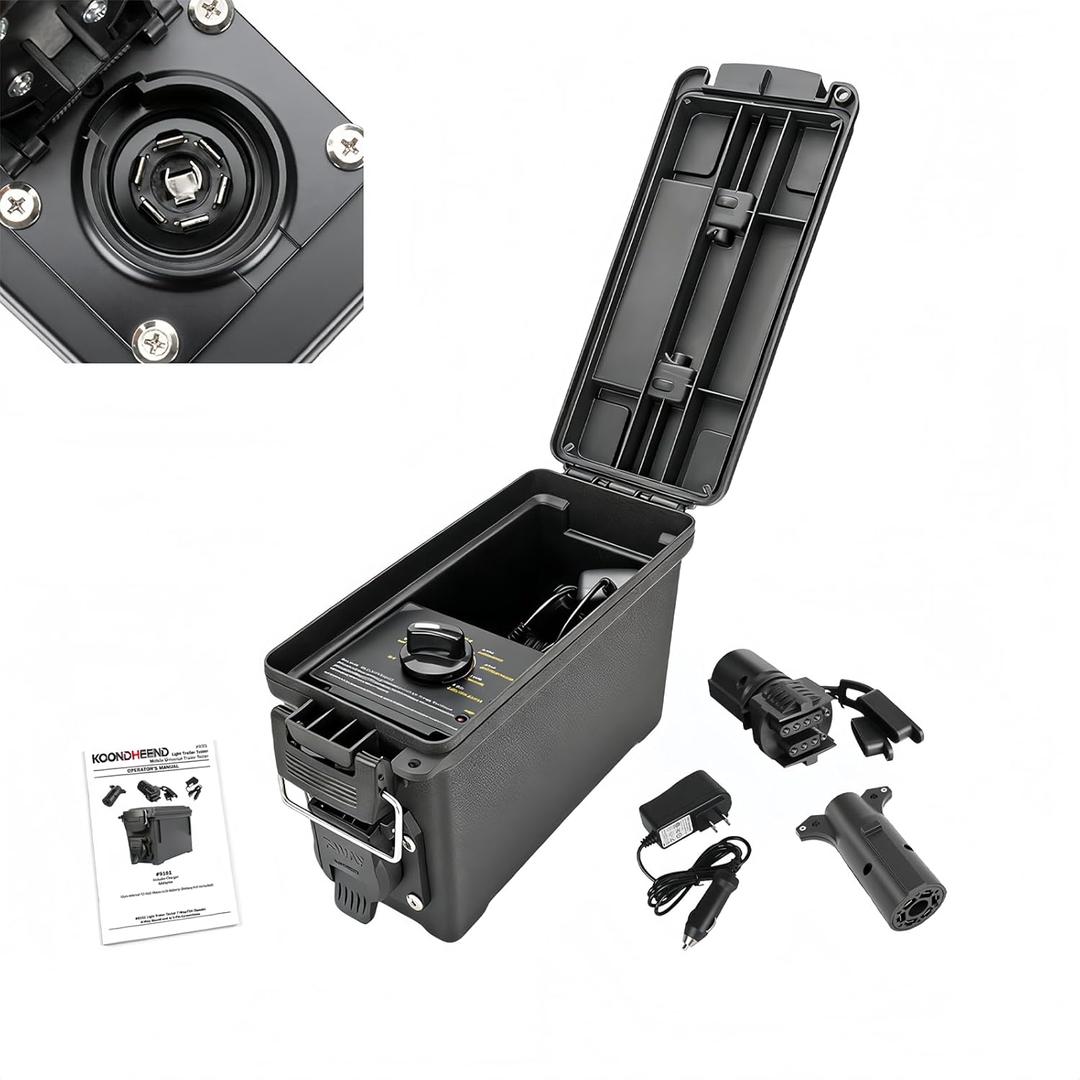 9101 Trailer Light Tester Box (7-Way Spade Pin Style with Trailer Plug Adapter) Test Trailer Lighting and Brake Systems | Trailer Plug Tester Avoid Blown fuses and Light Tester