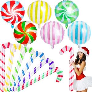 Leyndo 12 Pcs Inflatable Candy Canes for Christmas 35 inch Jumbo Santa Candy Canes 18 inch Lollipop Balloon Christmas Tree Hanging Ornament for Party Decoration Outdoor(Muticolor)