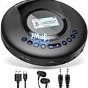ARAFUNA Portable CD Player Bluetooth with FM Radio, 2000mAh Rechargeable CD Player for Car with LCD Screen, Anti Shock Protection Compact Player with Headphone, AUX Cable