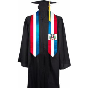 3 x Dominican Republic Flag Graduation Stole Sash, Dominican Republic Flag Graduation Shawl Sash Stole Wraps Scarf For International Study Pride Women Men