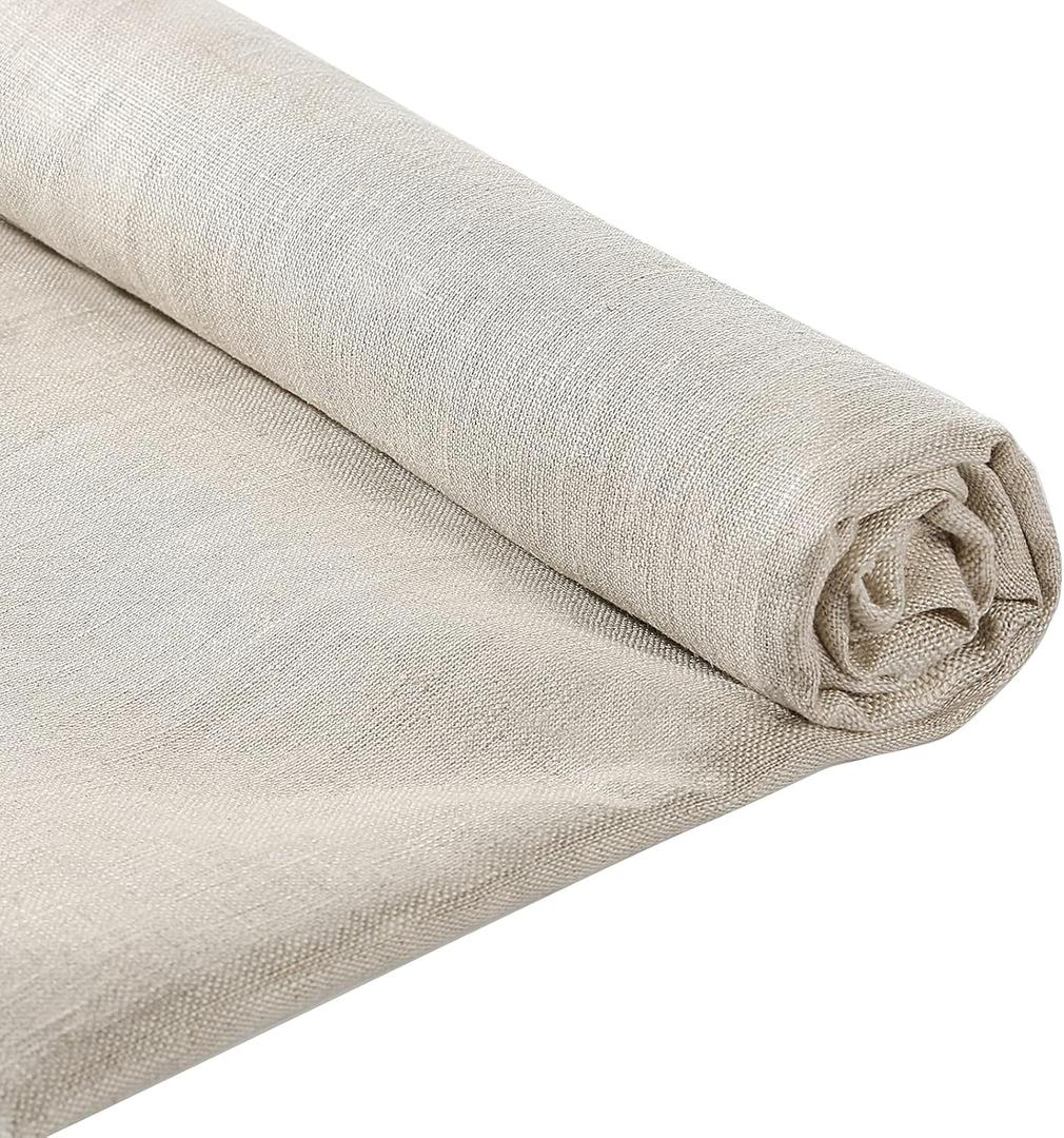 Pllieay 39 x 55 Inch Natural Pure 100% Linen Fabric, Plain Solid Colour Linen Fabric Cloth for Needlework, Dressmaking, Skirts, Bag, Embroidery, Tablecloths and Garments Craft