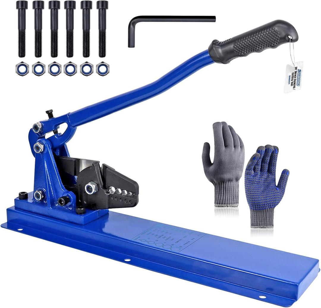 24 Inch Bench Swaging Cutting Tool, Wire Rope Crimping Tool for 1/16" 3/32" 1/8" 5/32" 3/16" Wires, 2-in-1 Crimper and Cutter, Swager Crimper for Copper Aluminum Oval Sleeve and Stop Sleeve