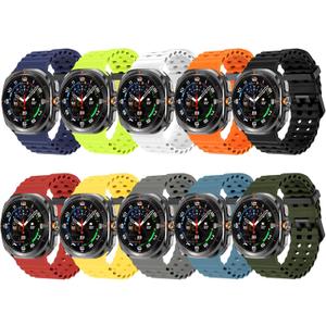 Sport Silicone Bands Compatible for Samsung Galaxy Watch Ultra 47mm (2025/2024), Breathable Wristband Waterproof Replacement Soft Silicone Strap for Men Women