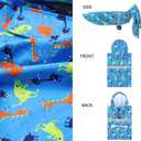 NACOCO Large Dog Raincoat Adjustable - Pet Dinosaurs Water Proof Clothes Lightweight Rain Jacket Poncho Hoodies with Strip Reflective Blue (XXL, Blue Dinosaur) (2X-Large (Pack of 1))