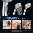 Cobbe 9-Function Shower Head with Built-in Power Spray, 1.8 GPM Water Saving ON/OFF Toggle Switch, High Pressure Handheld Showerhead with 1-Click Pause Button, Brass Bracket & 6ft Hose, Brushed Nickel