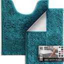 Hearth & Harbor Bathroom Rugs, Chenille Bath Mat - Machine Washable Bath Mats for Bathroom Non-Slip Backing Rubber, Quick Dry Bathroom Mat - Hunter Green Bath Rug, 17x24-20x24 (Teal)