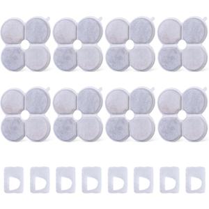 8 Packs Official Replacement Filters and 8 Packs Sponges for Wireless 7.5l/254oz Dog Water Fountain for Large Dogs