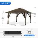 Favofamilie Pop Up Canopy Tent 13x13 FT, Outdoor Easy Setup Gazebo with Wheeled Carry Bag, Heavy Duty Outside Shelter with UV-Resistant Top, Portable Instant Sun Shade for Garden Camping Events, Brown