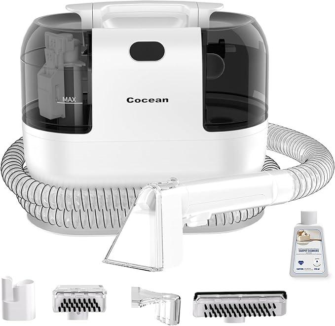 COCEAN Multi-Purpose Portable Carpet and Upholstery Cleaner, Carpet Cleaner Machine Powerful Suction Spot Cleaning, Deep Stain Cleaning for Carpet, Pets, Couches, Car Seats, with Dual Size BrushHead