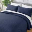 Navy Blue Quilt Queen Size Bedspread Lightweight Coverlet Queen Quilt Sets with Shams Bed Spread Queen Sized Cross-Stitch Quilted Bedspread for All Seasons, 89"x96"