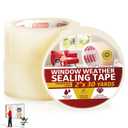 XFasten Transparent Window Weather Stripping Tape 2x30yds (3-Pack Total 90yds), No Residue Insulation Tape for Windows and Doors, Winter Window Seal (Clear)