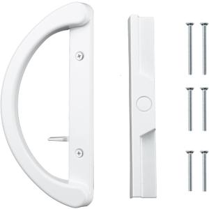 HOME MASTER HARDWARE Patio Sliding Glass Door Handle Set, Non-Keyed Sliding Patio Door Handles Replacement, White Diecast Slider Door Handle Fits 3-15/16 Hole Spacing for Mortise Style,1 Set