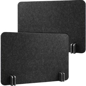 Fabbay 2 Pcs Acoustic Freestanding Desk Divider Desk Partition 16 x 24 Inch Table Freestanding Up Privacy Panel Visual Distraction and Noise Reducing for Office Furniture Classroom (Black Gray)