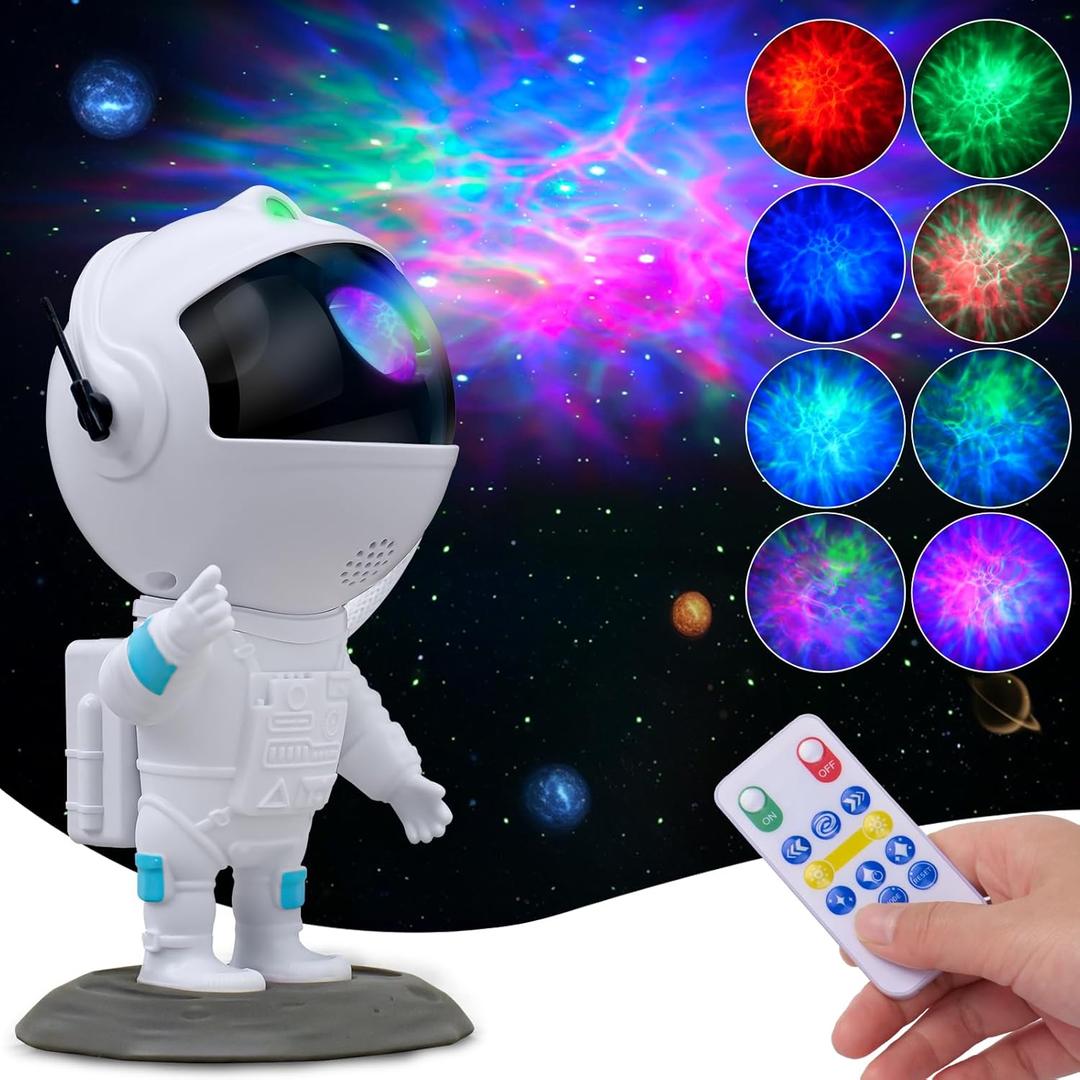 Astronaut Galaxy Projector, Star Projector, Astronaut Light Projector with 8 Colors LED Nebula, Starry Night Light Projector with Remote, Kids Room Decor, Gifts for Kids, Friends, Birthday Game Party (Medium)