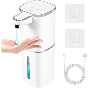 Automatic Liquid Soap Dispenser,Touchless Soap Dispenser,13.5oz/400ml Rechargeable Wall Mounted Smart Dispenser for Bathroom Kitchen,Easy for Toddlers(White)