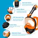 Full Face Snorkel Mask, Snorkeling Gear for Adults Kids with Latest Dry Top Breathing System and Detachable Camera Mount, with 180 Degree Panoramic View