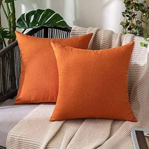 2 Pack Outdoor Decorative Pillow Covers Waterproof for Patio Garden Porch Poolside Sofa Chair Cushions, 18x18 Inch, Burnt Orange