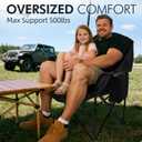 Oversized Camping Chairs for Adults - Heavy Duty Padded Outdoor Folding Lawn XL Camp Chair with Cup Holder Cooler Pockets for Outside Sports Beach Fishing Garden Portable Supports 500lbs, AllBlack