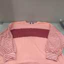 Women's Lightweight Color Block Striped Tunic Tops Long Sleeve Loose Fit Pullover Soft Tops Shirts Side Split, XL