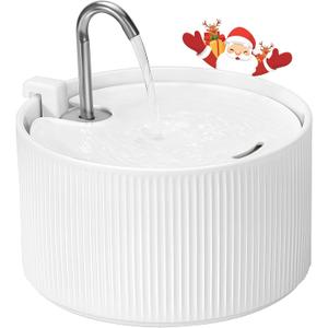 Upgrade Ceramic Cat Water Fountain, 2.2L/78oz Ceramic Cat Fountain, Automatic Ceramic Water Fountain for Cats, Pet Water Fountain with Ultra-Quiet Pump (White)