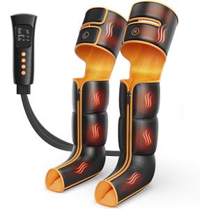 Leg Massager with Heat and Compression, Foot Calf & Thigh Massage for Circulation and Pain Relief, Leg Compression Massager with Handheld Controller 3 Intensities 6 Modes - FSA HSA Eligible (Yellow & Black)