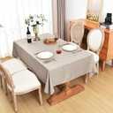Fitable Faux Linen Tablecloths Rectangle 60 x 120 Inch - 6 Pack Neutral Table Clothes for 8 Foot Tables, Nature Faux Burlap Table Covers for Wedding, Party, Farmhouse, Banquet, Buffet
