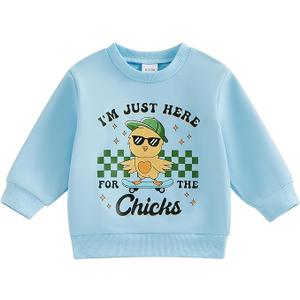 Douhoow Toddler Boy Easter Outfits Baby Boy Sweatshirts For The Chicks Seggosaurus 2-3T Boys T-shirt Tops