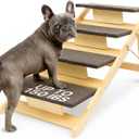 4-Step Wooden Dog Stairs for High Bed  Sturdy Pet Ladder for Small, Medium & Large Dogs  Safe Indoor Steps for Pets  Great Alternative to Dog Ramp  Ideal for Furniture, Sofa & Tall Beds