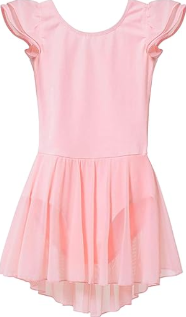 MdnMd Ballet Leotards for Girls Toddler Dance Ballet Leotard with Skirt Ballerina Dresses Tutu Outfits Flutter Sleeve
 2t-4t