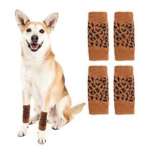 ROZKITCH Dog Compression Sleeve, 2PCS Front Leg and 2PCS Back Leg Knee, Dog Elbow Wrap, Dog Leg Warmer Wrap Protector, Pet Elastic Knitted Breathable Protective Socks Khaki M