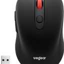 Wegear USB Wireless Mouse for Laptop PC Mac, 2.4GHz Cordless Mouse with 6 Buttons, 5-Level Adjustable 4000 DPI, Ergonomic Portable Optical Computer Mice, 24-Month Battery Life -Black